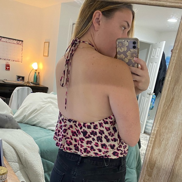 Pink and black cheetah print halter top - Picture 3 of 3